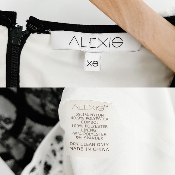 Alexis Emily Black and White Lace Ruffle Cap Sleeve Midi Dress with Side Slit XS - Picture 15 of 16
